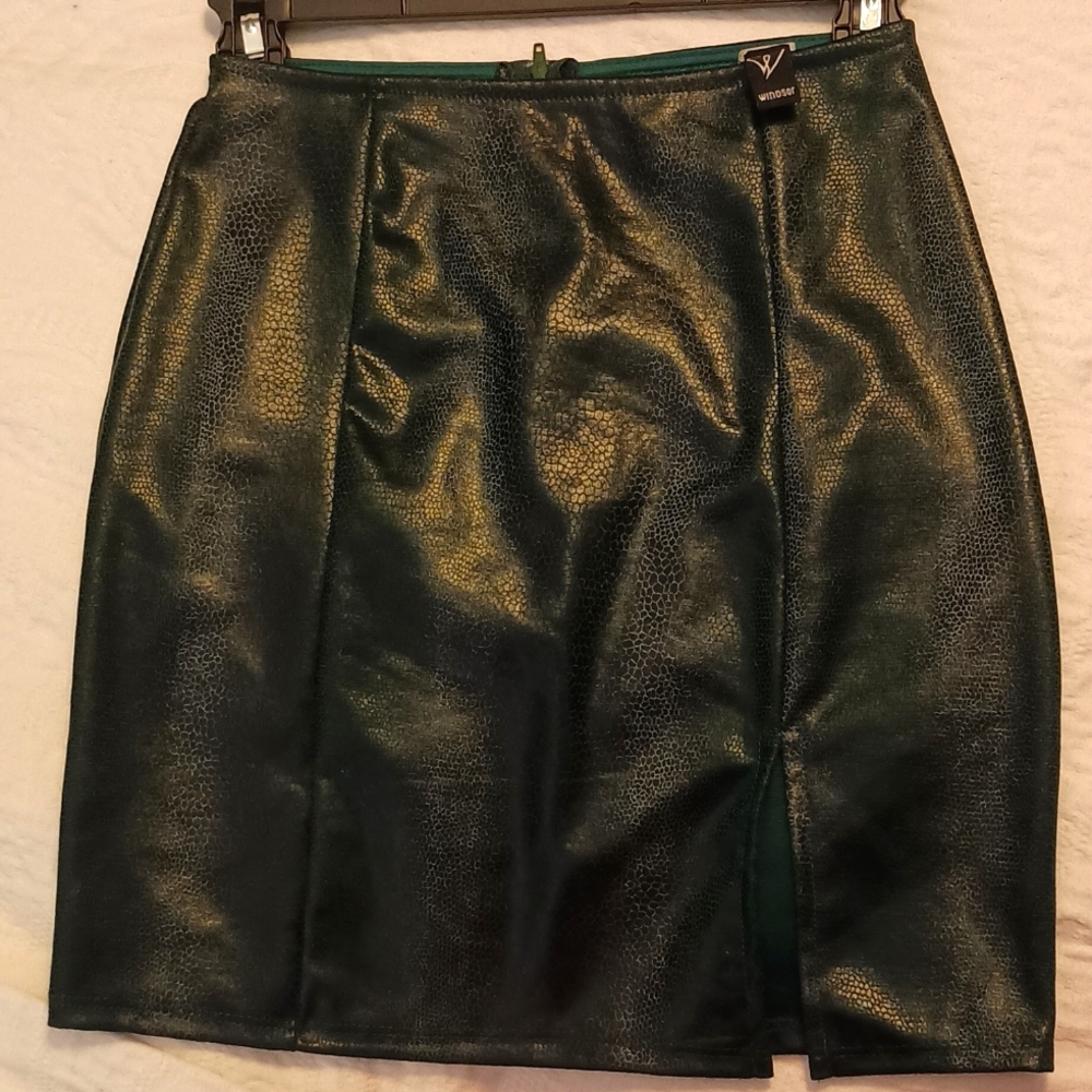 Emerald green, Windsor pleather skirt
